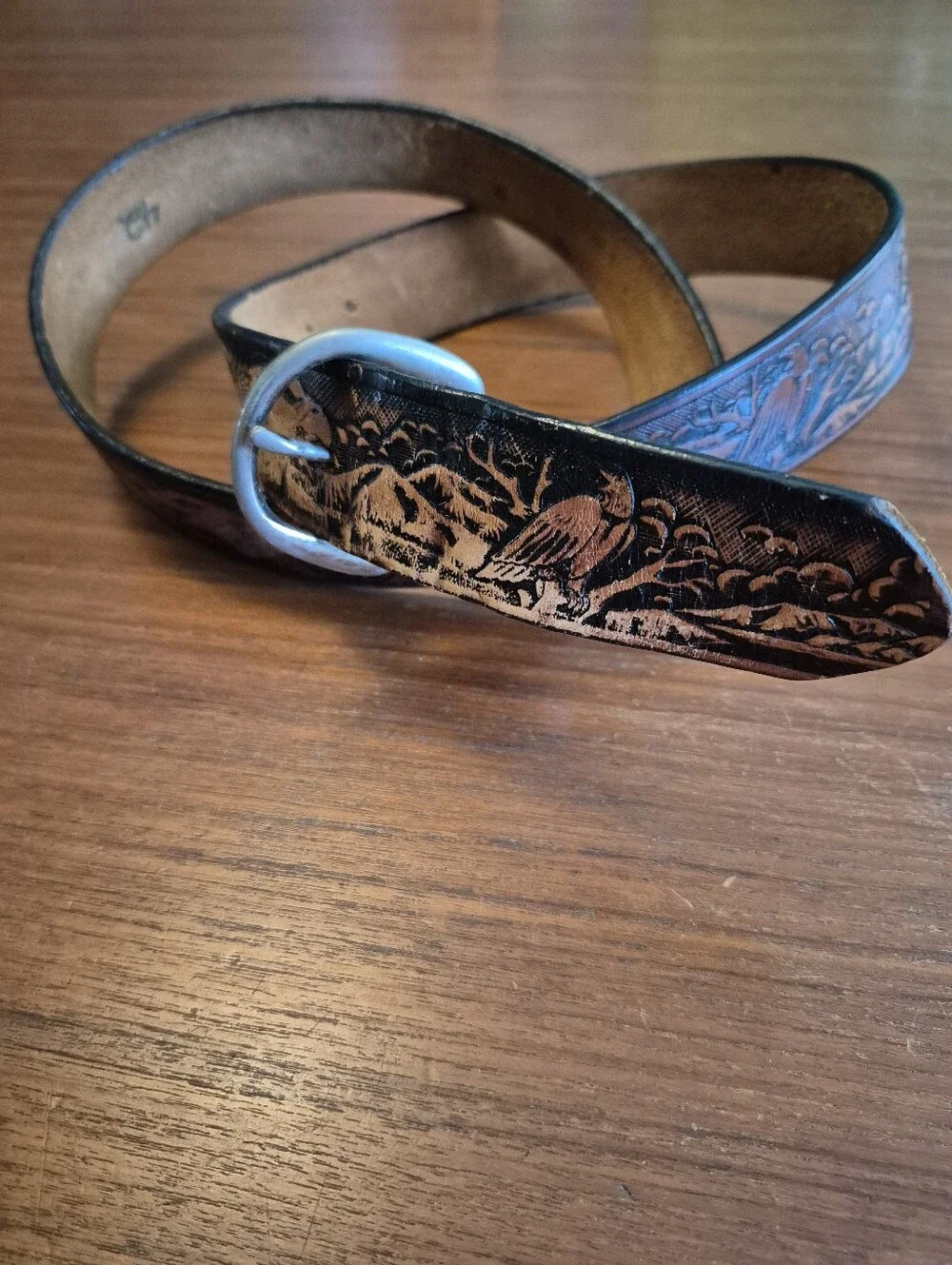 Hand Tooled Leather Eagle Belt 38-42